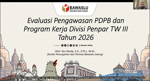 Bawaslu Sukoharjo Ikuti Rakor Evaluasi PDPB Triwulan III serta Program Divisi Pencegahan dan Parmas