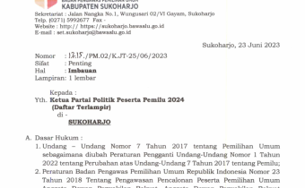 Bawaslu Sukoharjo Imbau Parpol Perihal Pengajuan Perbaikan Dokumen Persyaratan Bacaleg