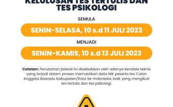 Perpanjangan Pengumuman Hasil Tes Tertulis dan Tes Psikologi<br>dan Perubahan Waktu Pelaksanaan Tes Kesehatan