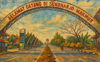 Ilustrasi Gapura Selamat Datang di Sukoharjo Makmur