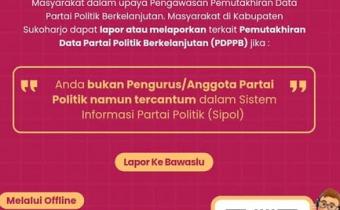 Bawaslu Sukoharjo Buka Posko Aduan Pencatutan Data Anggota Pengurus Parpol