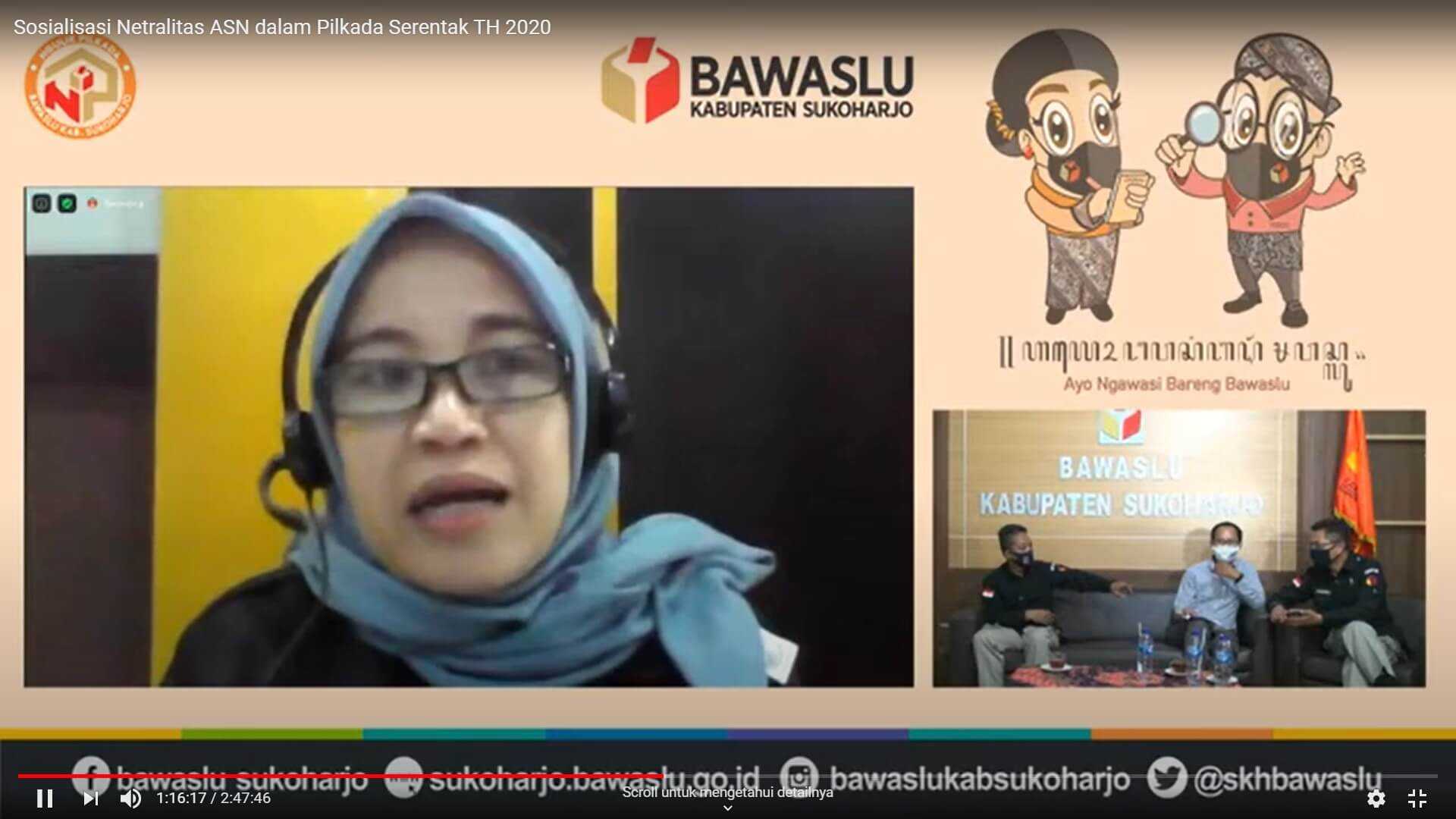 Komisioner Bawaslu Provinsi Jawa Tengah Dr.Sri Wahyu Ananingsih,SH.,Mhum menyampaikan Materi 